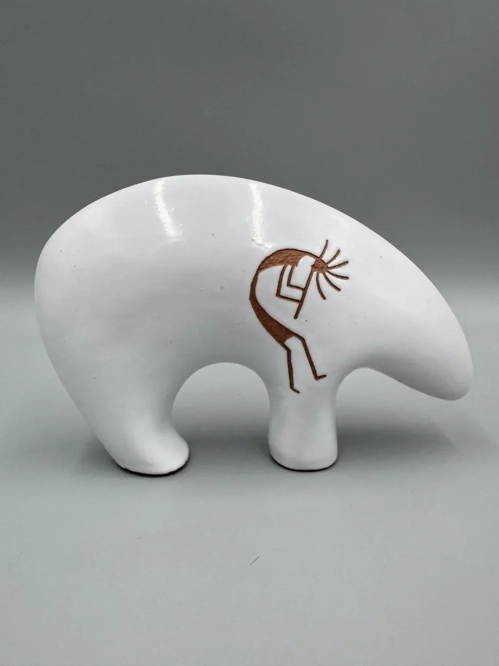 Native American Navajo Pottery Bear Figurine Spirt Aztec Design Vintage 1994
